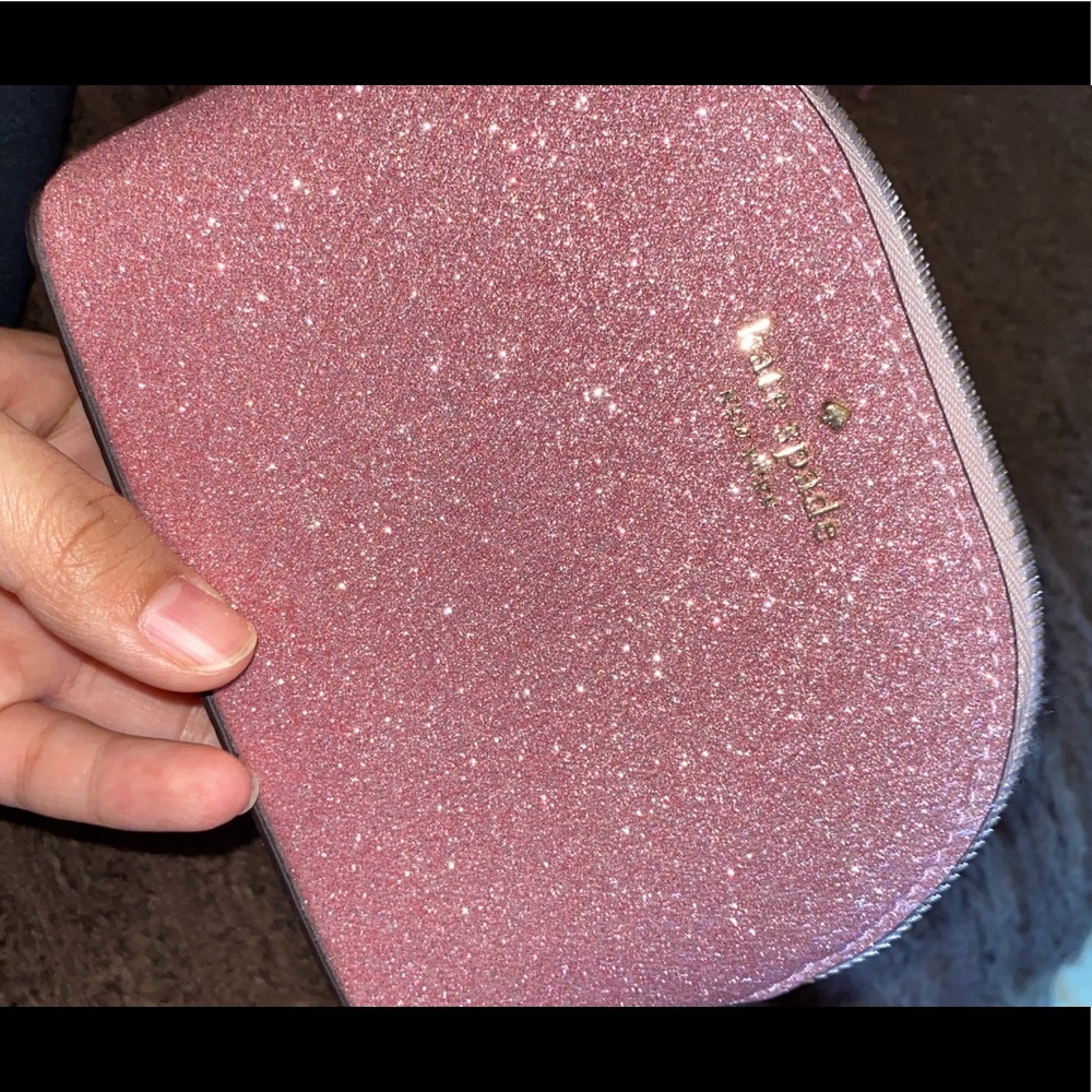 Kate Spade glitter small cosmetic bag